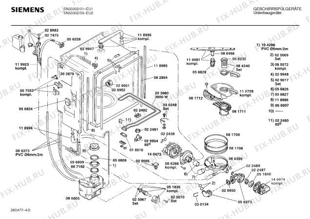 Взрыв-схема посудомоечной машины Siemens SN33302 - Схема узла 02