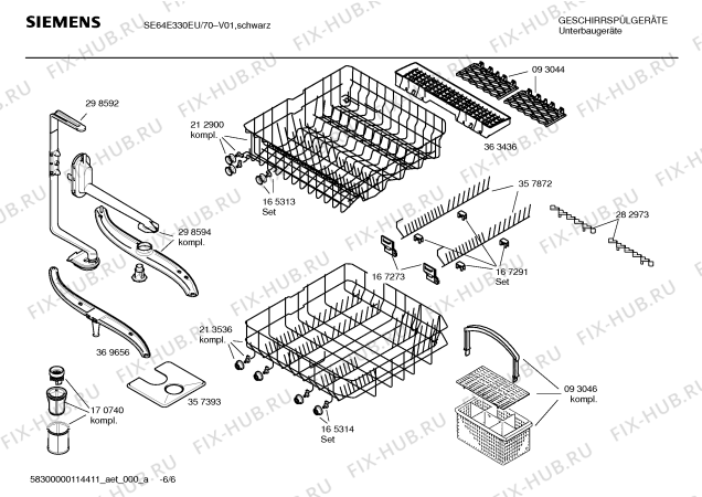 Схема №5 SE64E330EU с изображением Краткая инструкция для посудомойки Siemens 00691773