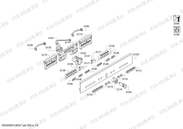 Схема №4 B13P40S1FR с изображением Ручка двери для плиты (духовки) Bosch 00668825