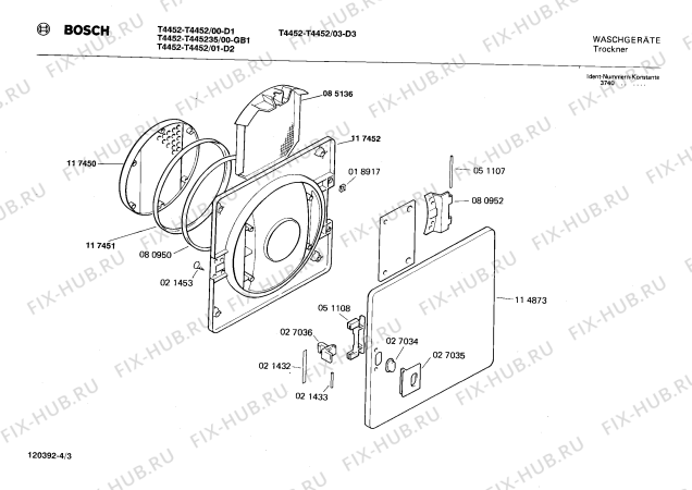 Взрыв-схема сушильной машины Bosch T4452 - Схема узла 03