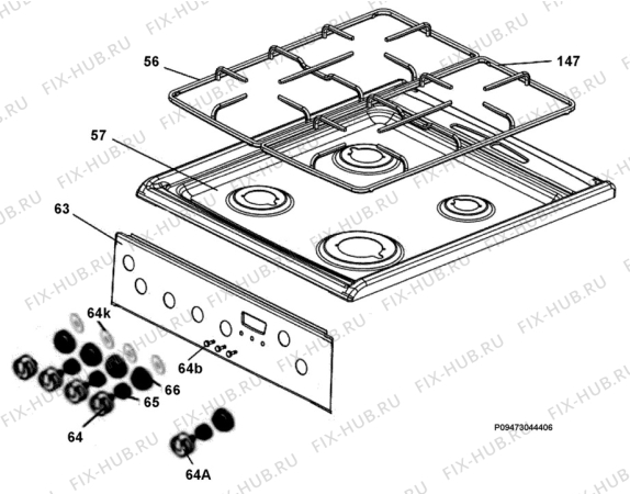 Взрыв-схема плиты (духовки) Electrolux EKG513103X - Схема узла Section 4