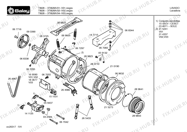 Схема №3 3TI828A TI828 с изображением Кабель для стиралки Bosch 00174318