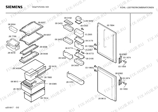 Схема №1 KG27VF2 с изображением Выдвижной ящик для холодильной камеры Siemens 00287813