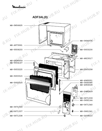 Взрыв-схема микроволновой печи Moulinex ADF3AL(0) - Схема узла 3P002059.5P2