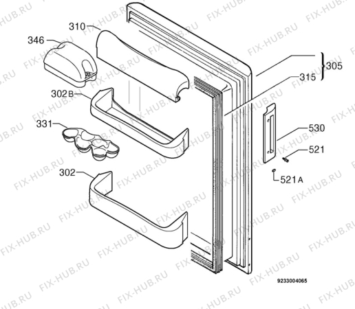 Взрыв-схема холодильника Zanussi ZT164R2 - Схема узла Door 003