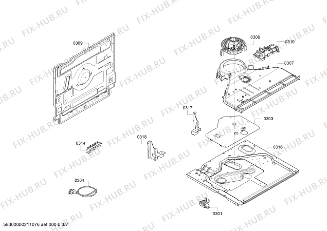Взрыв-схема плиты (духовки) Siemens HX5P00D50N - Схема узла 03