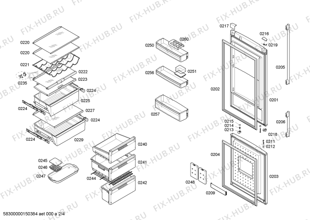 Схема №2 K5881X4 с изображением Дверь для холодильника Bosch 00710262