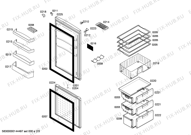 Схема №2 KGV36V14 с изображением Дверь для холодильной камеры Bosch 00246867