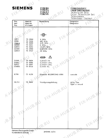 Схема №4 FS977V4 с изображением Инструкция по эксплуатации для телевизора Siemens 00530543