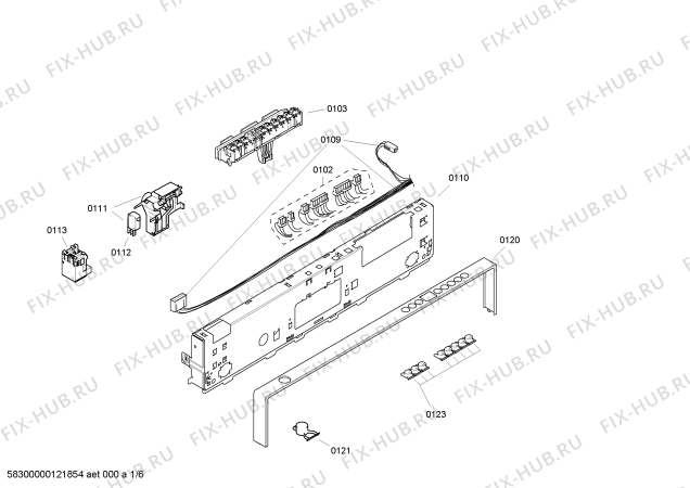 Схема №4 SL6KLN1AU с изображением Набор кнопок для посудомоечной машины Bosch 00611581