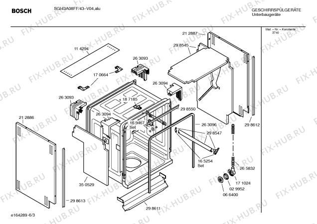 Схема №4 SGI43A08FF с изображением Передняя панель для посудомойки Bosch 00367283
