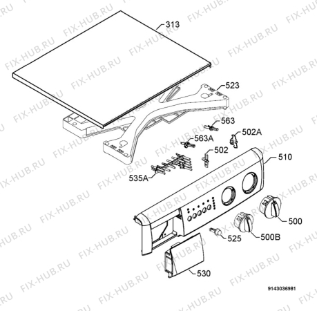 Взрыв-схема стиральной машины Aeg Electrolux LC53500 - Схема узла Command panel 037