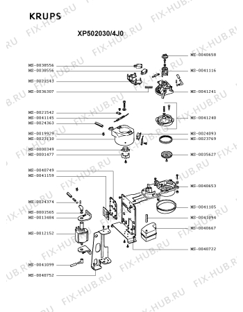 Взрыв-схема кофеварки (кофемашины) Krups XP502030/4J0 - Схема узла 7P002761.9P2