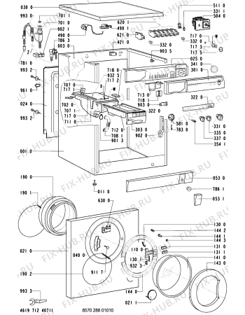 Схема №1 AWM 288/3 WS-B,NL с изображением Обшивка для стиралки Whirlpool 481245219594
