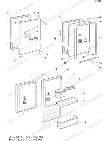 Взрыв-схема холодильника Whirlpool PIKF160INEW (F017619) - Схема узла