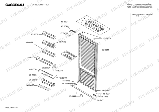 Схема №3 IC550129 с изображением Панель для холодильной камеры Bosch 00366181