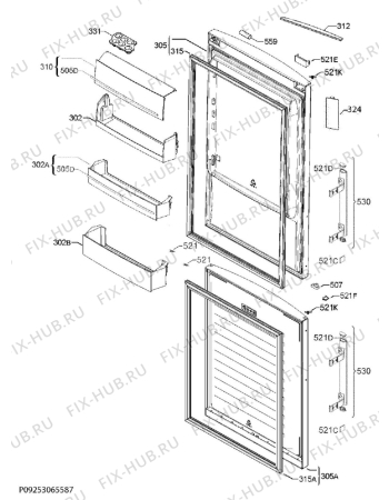 Взрыв-схема холодильника Electrolux EN3886MOX - Схема узла Door 003