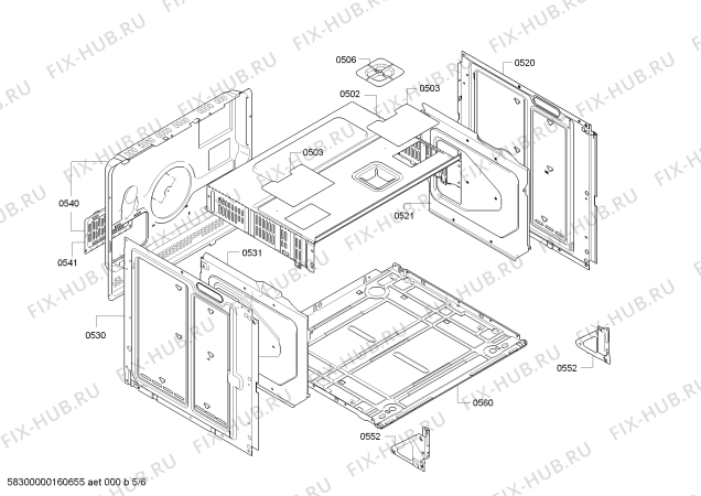 Взрыв-схема плиты (духовки) Bosch HEA63B150 Bosch - Схема узла 05