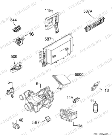 Схема №2 F66712W0P с изображением Микромодуль для посудомойки Aeg 973911414350018