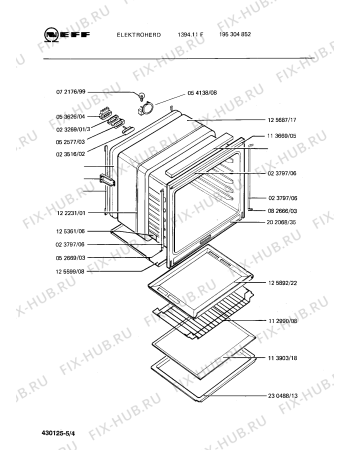 Взрыв-схема плиты (духовки) Neff 195304852 1394.11F - Схема узла 04
