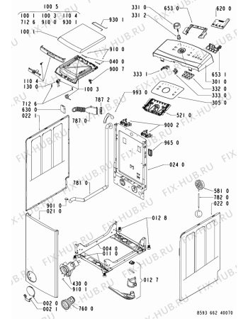 Схема №1 AWE 6628 с изображением Обшивка для стиралки Whirlpool 481245310573