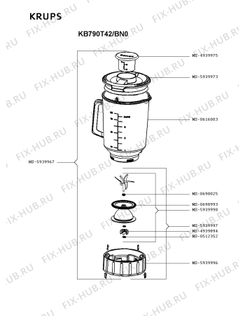 Взрыв-схема блендера (миксера) Krups KB790T42/BN0 - Схема узла GP004058.8P2