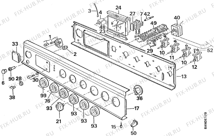 Взрыв-схема плиты (духовки) Faure CCZ627-1 - Схема узла Command panel 037