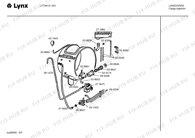 Взрыв-схема стиральной машины Lynx LYT9413 - Схема узла 05