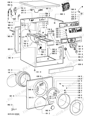 Схема №1 AWM 8120 с изображением Обшивка для стиралки Whirlpool 481245212962