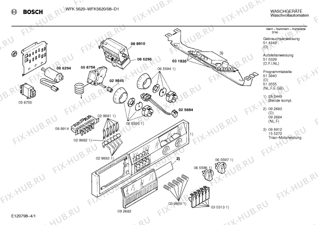 Схема №3 WFK5620 с изображением Панель управления для стиральной машины Bosch 00282449