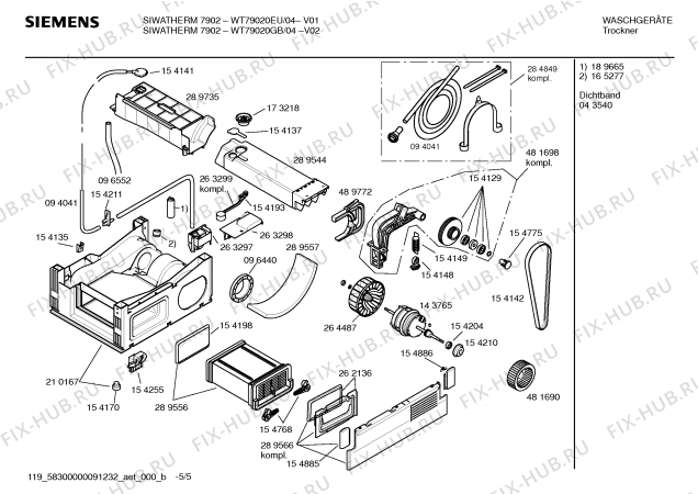 Взрыв-схема сушильной машины Siemens WT79020GB SIWATHERM 7902 - Схема узла 05