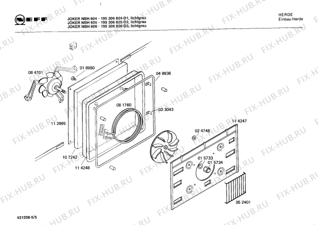 Взрыв-схема плиты (духовки) Neff 195306825 JOKER NBH 605 - Схема узла 05