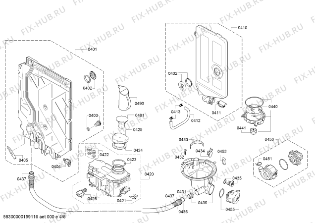 Взрыв-схема посудомоечной машины Siemens SN636X00KE - Схема узла 04