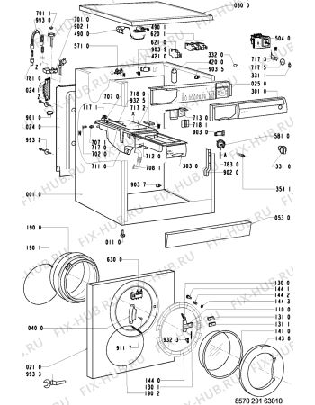 Схема №2 AWM 291/3 с изображением Обшивка для стиральной машины Whirlpool 481245319319