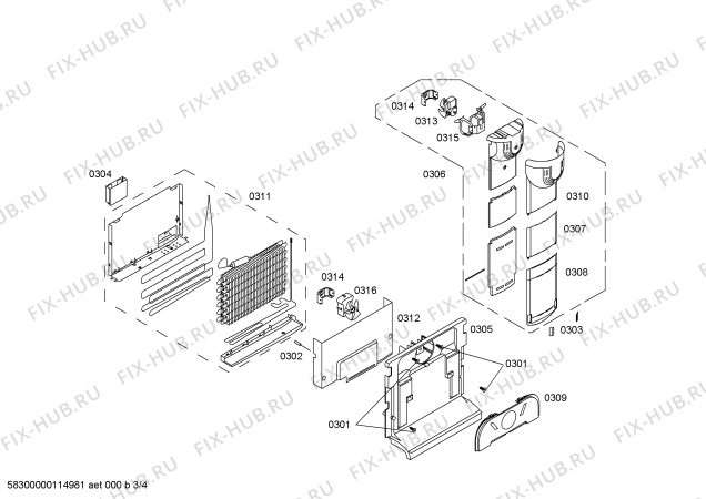 Взрыв-схема холодильника Siemens KG36U170EU - Схема узла 03