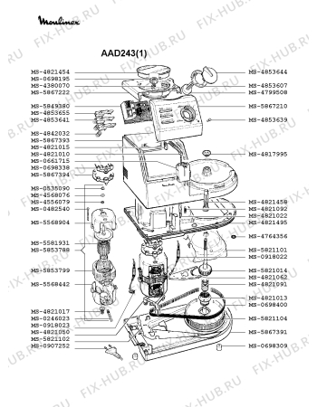 Взрыв-схема кухонного комбайна Moulinex AAD243(1) - Схема узла KP000434.0P2