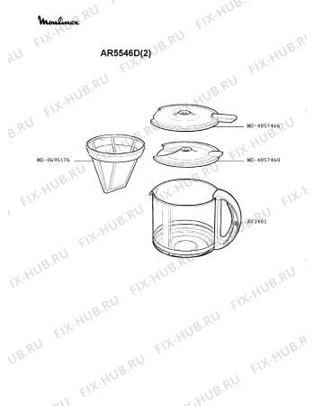 Взрыв-схема кофеварки (кофемашины) Moulinex AR5546D(2) - Схема узла RP001665.9P2