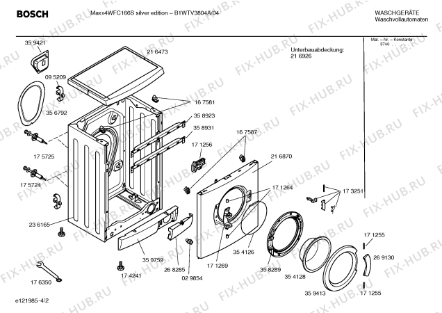 Схема №1 B1WTV3804A Maxx4 WFC166S silver edition с изображением Инструкция по установке и эксплуатации для стиралки Bosch 00526552
