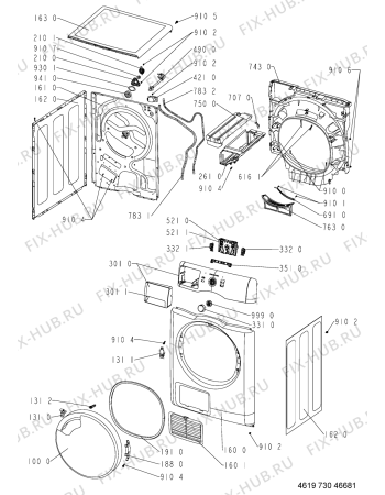 Схема №2 AWZ 7356 с изображением Обшивка для стиральной машины Whirlpool 481010392282