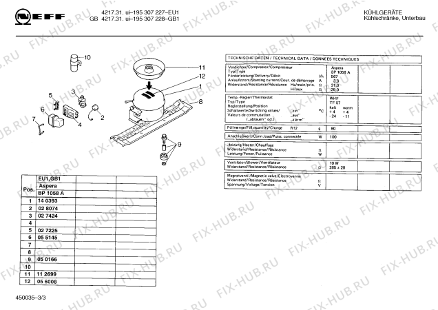 Взрыв-схема холодильника Neff 195307227 4217.31UI - Схема узла 03