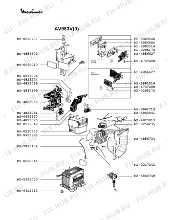 Взрыв-схема микроволновой печи Moulinex AV983V(0) - Схема узла JP002367.1P3