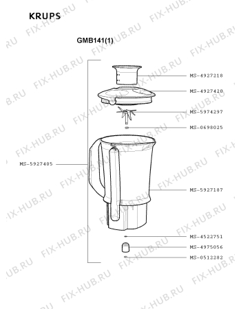 Взрыв-схема блендера (миксера) Krups GMB141(1) - Схема узла YP002840.2P2