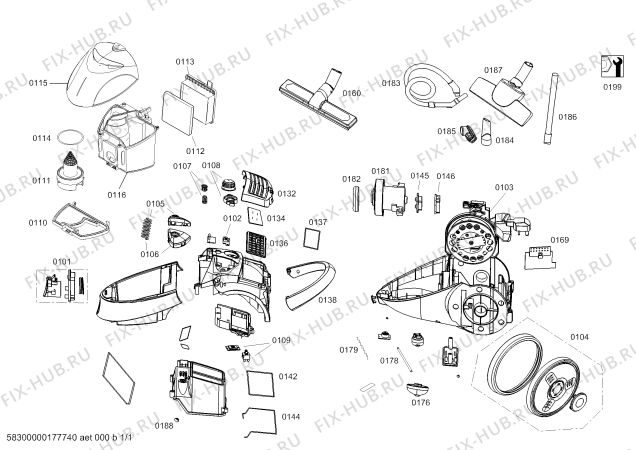 Схема №1 AS3016 с изображением Труба для мини-пылесоса Bosch 00663170