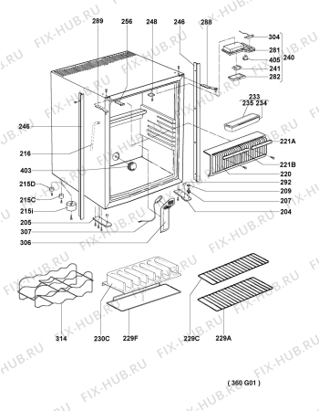 Взрыв-схема холодильника Dometic (N Dc) RH360LD - Схема узла Housing 001