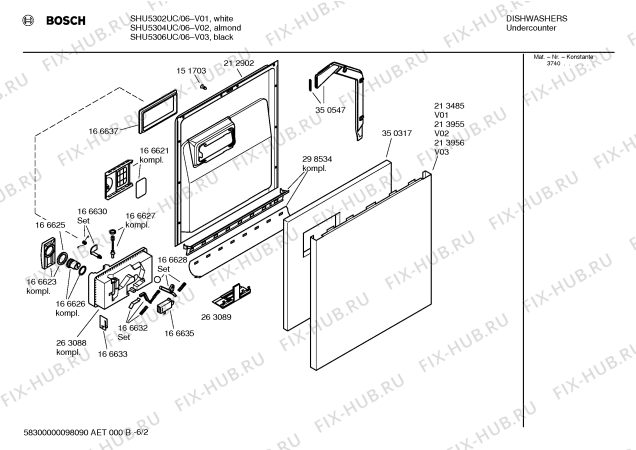 Взрыв-схема посудомоечной машины Bosch SHU5304UC - Схема узла 02