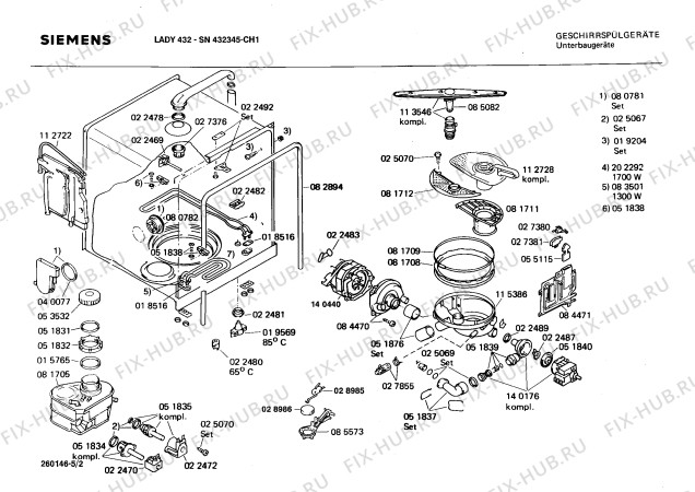 Взрыв-схема посудомоечной машины Siemens SN432345 - Схема узла 02