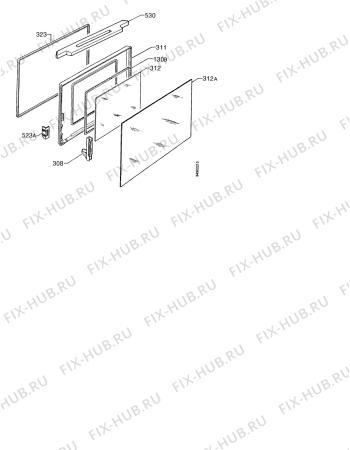 Взрыв-схема плиты (духовки) Zanussi HM214X - Схема узла Door 003
