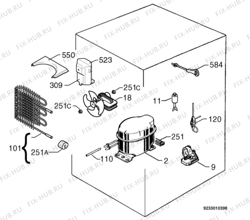 Взрыв-схема холодильника John Lewis JLBIUCL01 - Схема узла Cooling system 017