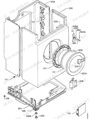 Взрыв-схема стиральной машины Zanussi FL1281 - Схема узла Cabinet + armatures