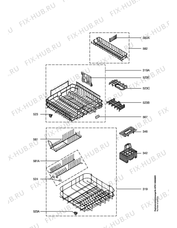 Взрыв-схема посудомоечной машины Electrolux ESI6261X - Схема узла Baskets, tubes 061